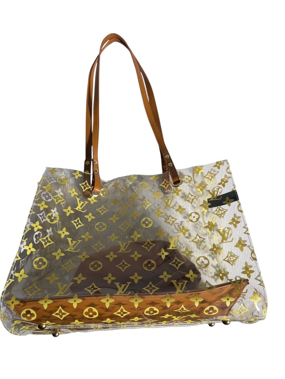 π Womenβs Clear Monogram Oversized Tote Bag with Brown Handles π - Picture 8 of 9